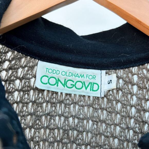 Vintage Todd Oldham Congovid Alpaca Wool Chunky Knit Sweater Brown Collar - Picture 5 of 9